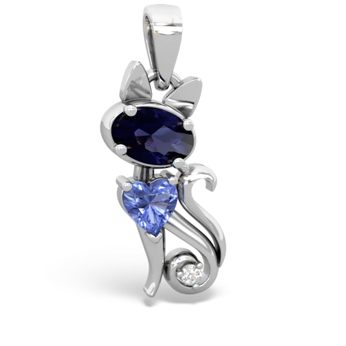 sapphire-tanzanite kitten pendant