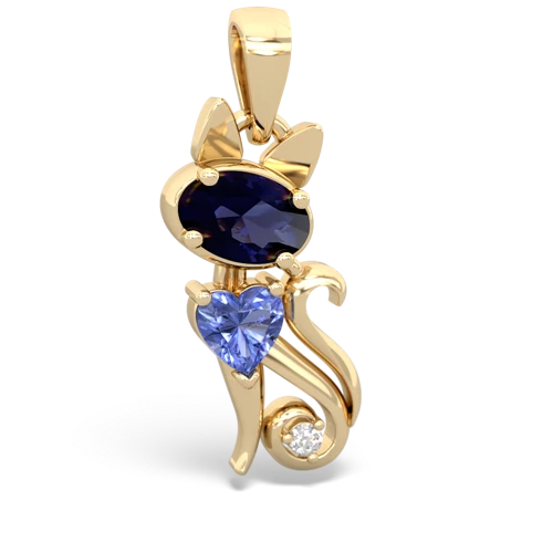 sapphire-tanzanite kitten pendant