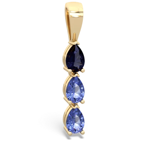 Sapphire Genuine Sapphire with Genuine Tanzanite and  Three Stone pendant Pendant