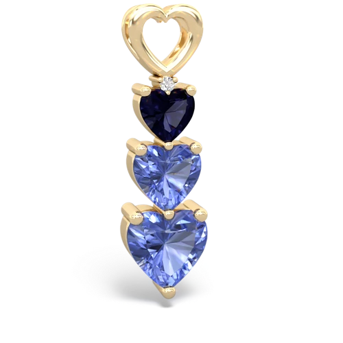 Sapphire Genuine Sapphire with Genuine Tanzanite and  Past Present Future pendant Pendant