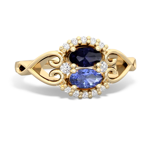 sapphire-tanzanite antique keepsake ring