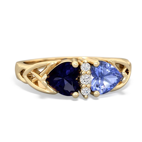 Sapphire Genuine Sapphire with Genuine Tanzanite Celtic Trinity Knot ring Ring