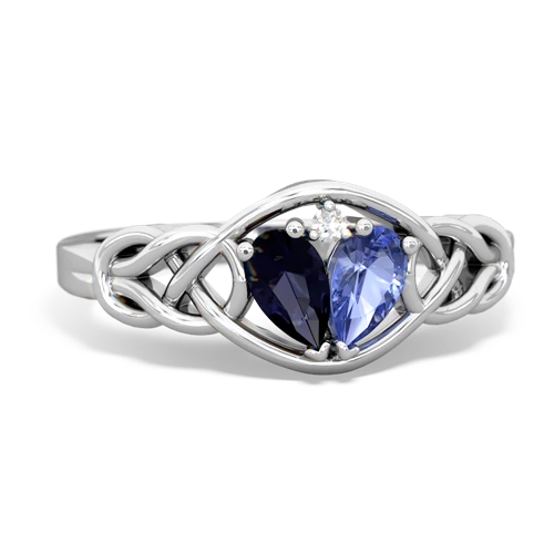 Sapphire Genuine Sapphire with Genuine Tanzanite Celtic Love Knot ring Ring