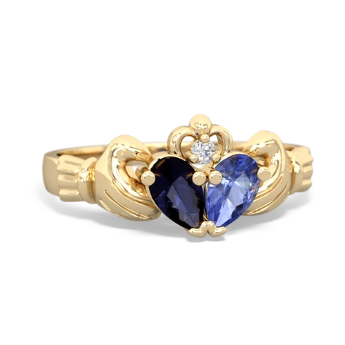 Sapphire Genuine Sapphire with Genuine Tanzanite Claddagh ring Ring