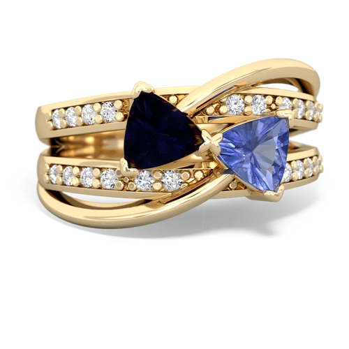 Sapphire Genuine Sapphire with Genuine Tanzanite Bowtie ring Ring