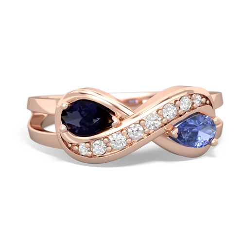 Sapphire Genuine Sapphire with Genuine Tanzanite Diamond Infinity ring Ring