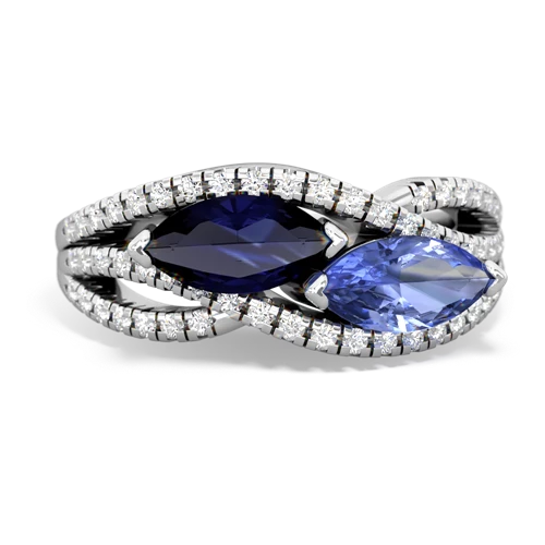 sapphire-tanzanite double heart ring