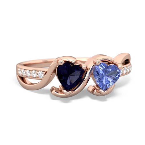 sapphire-tanzanite double heart ring