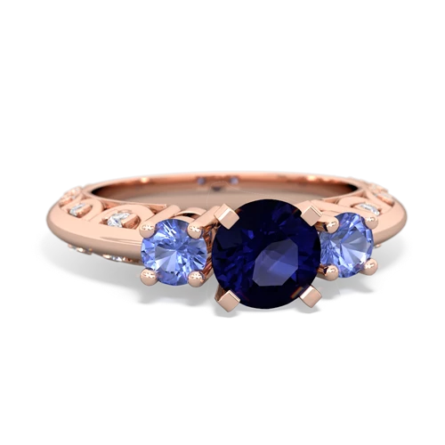 Sapphire Genuine Sapphire with Genuine Tanzanite Art Deco ring Ring