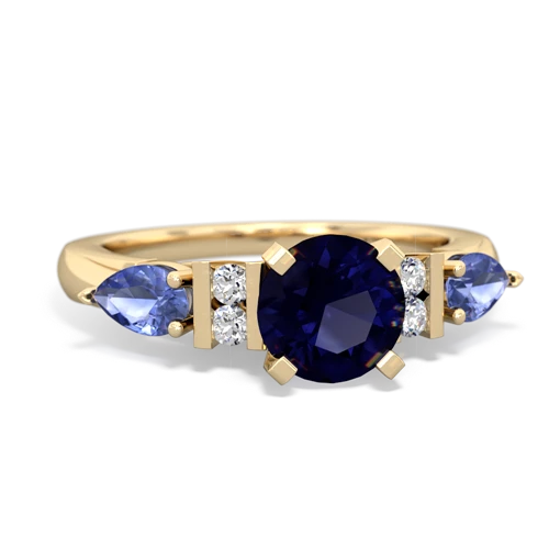 Sapphire Genuine Sapphire with Genuine Tanzanite and Genuine Pink Tourmaline Engagement ring Ring