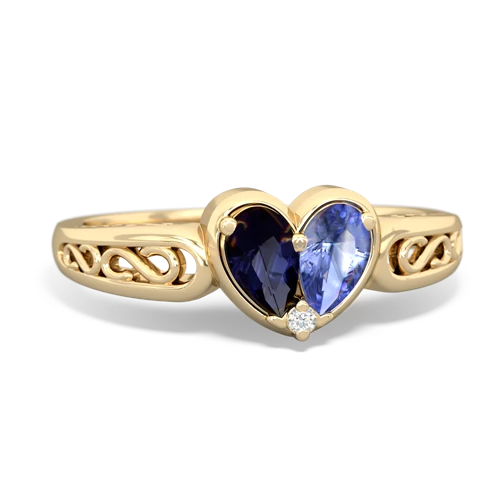 sapphire-tanzanite filligree ring