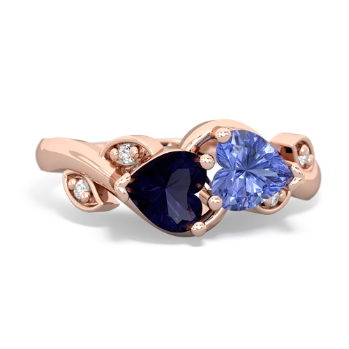 Sapphire Genuine Sapphire with Genuine Tanzanite Floral Elegance ring Ring