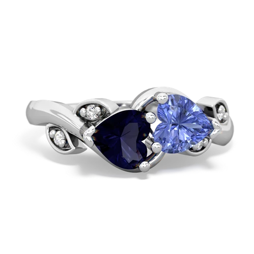 sapphire-tanzanite floral keepsake ring