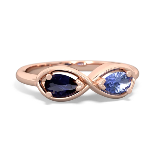Sapphire Genuine Sapphire with Genuine Tanzanite Infinity ring Ring