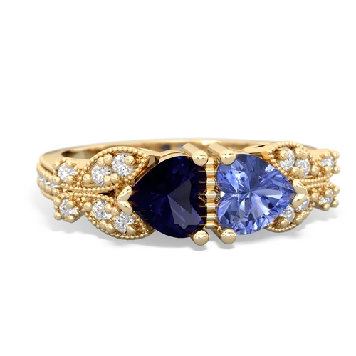 Sapphire Genuine Sapphire with Genuine Tanzanite Diamond Butterflies ring Ring