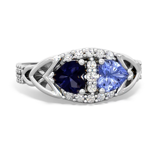 Sapphire Genuine Sapphire with Genuine Tanzanite Celtic Knot Engagement ring Ring