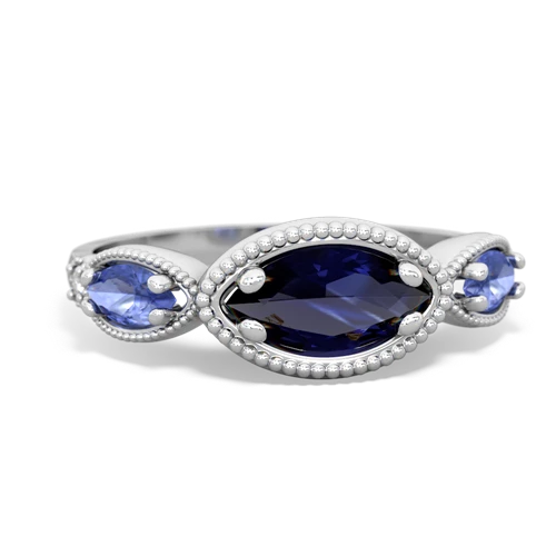 sapphire-tanzanite milgrain marquise ring