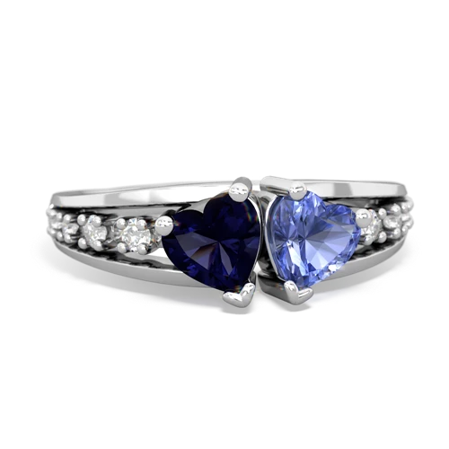 Sapphire Genuine Sapphire with Genuine Tanzanite Heart to Heart ring Ring