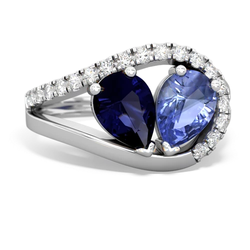 Sapphire Genuine Sapphire with Genuine Tanzanite Nestled Heart Keepsake ring Ring