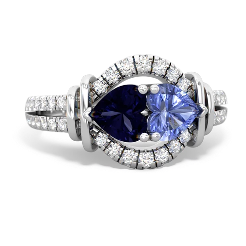 Sapphire Genuine Sapphire with Genuine Tanzanite Art-Deco Keepsake ring Ring