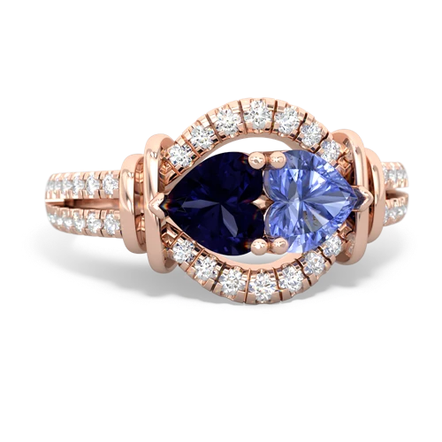 sapphire-tanzanite pave keepsake ring