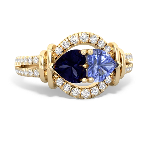 sapphire-tanzanite pave keepsake ring