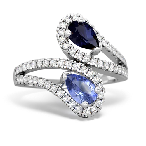 sapphire-tanzanite pave swirls ring