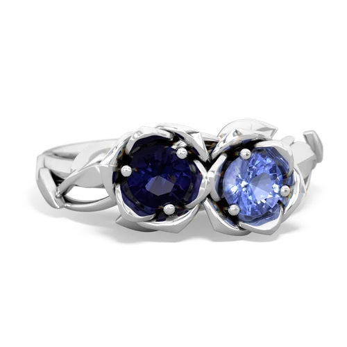 Sapphire Genuine Sapphire with Genuine Tanzanite Rose Garden ring Ring