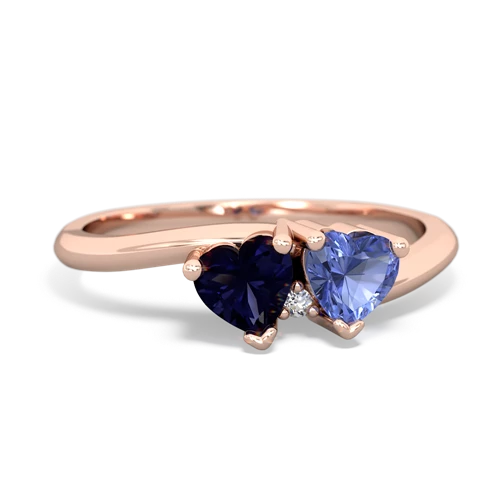 Sapphire Genuine Sapphire with Genuine Tanzanite Sweetheart's Promise ring Ring