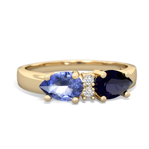 Sapphire Genuine Sapphire with Genuine Tanzanite Pear Bowtie ring Ring
