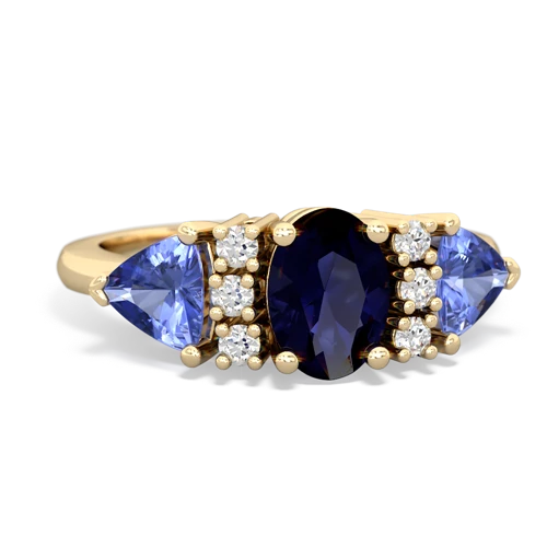 Sapphire Genuine Sapphire with Genuine Tanzanite and Genuine Pink Tourmaline Antique Style Three Stone ring Ring