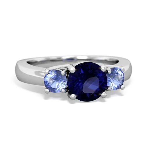 Sapphire Genuine Sapphire with Genuine Tanzanite and Genuine Pink Tourmaline Three Stone Trellis ring Ring