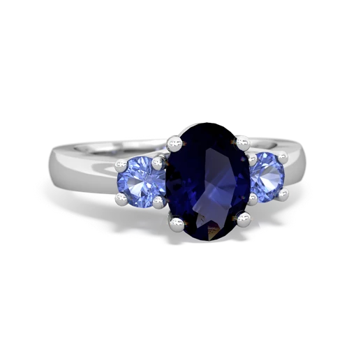 Sapphire Genuine Sapphire with Genuine Tanzanite Three Stone Trellis ring Ring