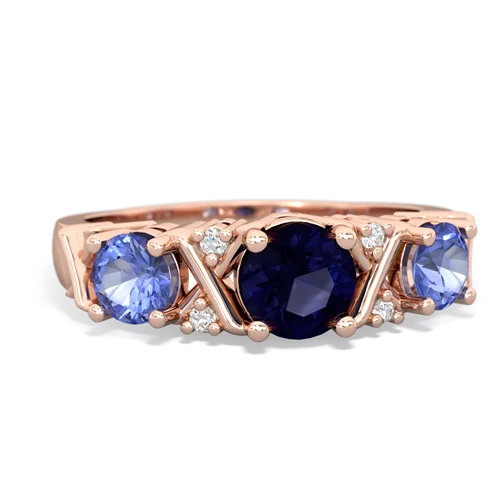 Sapphire Genuine Sapphire with Genuine Tanzanite and Lab Created Alexandrite Hugs and Kisses ring Ring