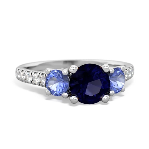 Sapphire Genuine Sapphire with Genuine Tanzanite and  Pave Trellis ring Ring