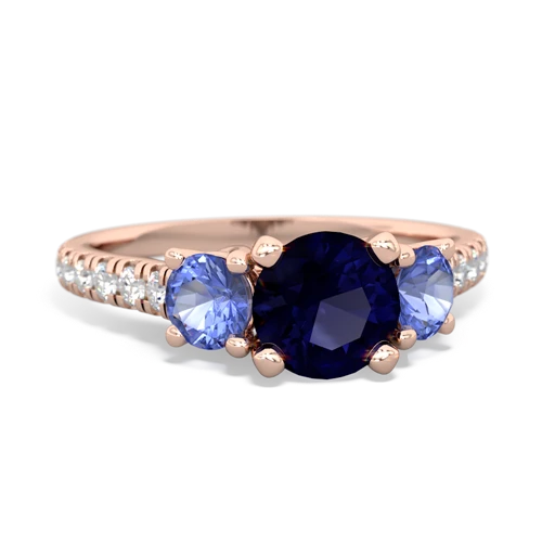 sapphire-tanzanite trellis pave ring