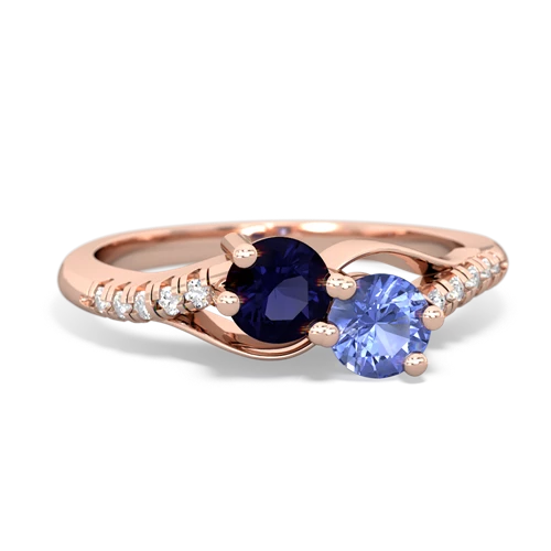 Sapphire Genuine Sapphire with Genuine Tanzanite Two Stone Infinity ring Ring
