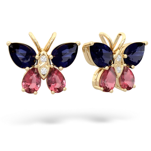 sapphire-tourmaline butterfly earrings