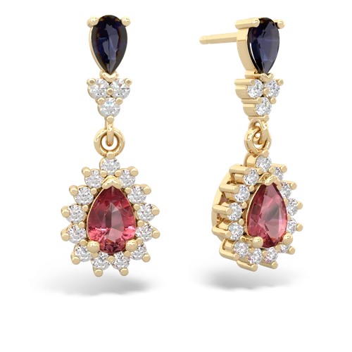 sapphire-tourmaline dangle earrings