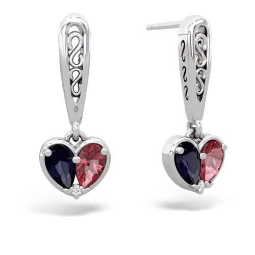 sapphire-tourmaline filligree earrings