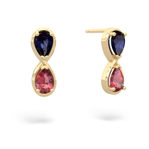 sapphire-tourmaline infinity earrings