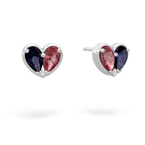 sapphire-tourmaline one heart earrings