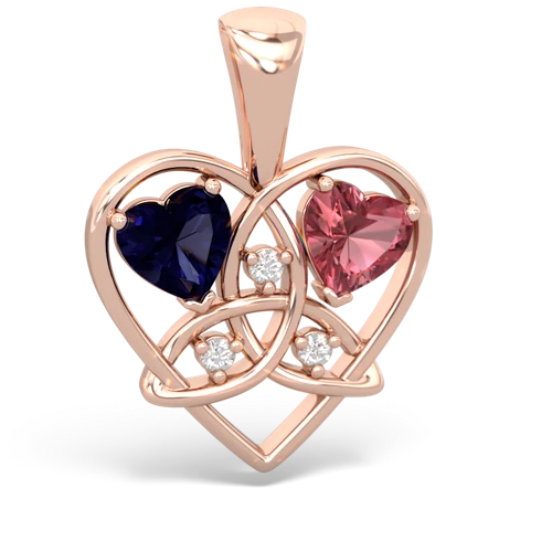Sapphire Genuine Sapphire with Genuine Pink Tourmaline Celtic Trinity Heart pendant Pendant