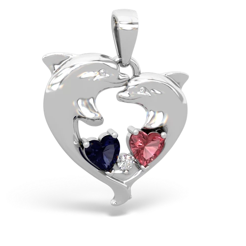 sapphire-tourmaline dolphins pendant