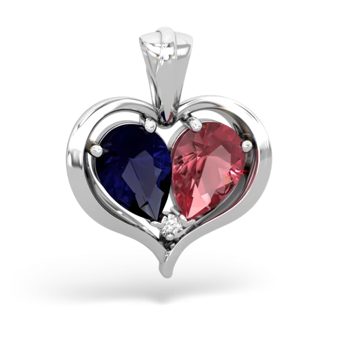 sapphire-tourmaline half heart whole pendant