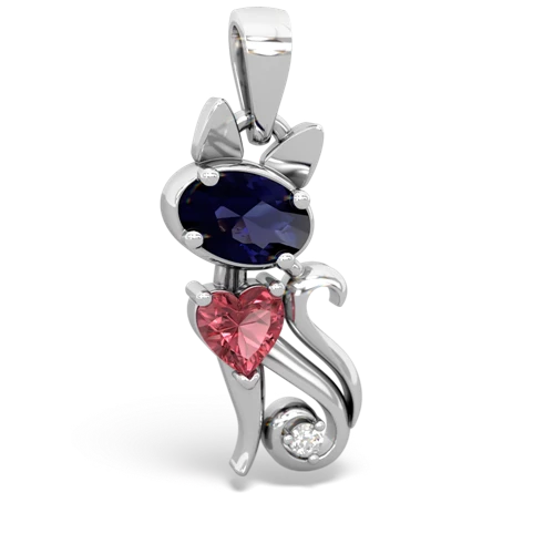 sapphire-tourmaline kitten pendant