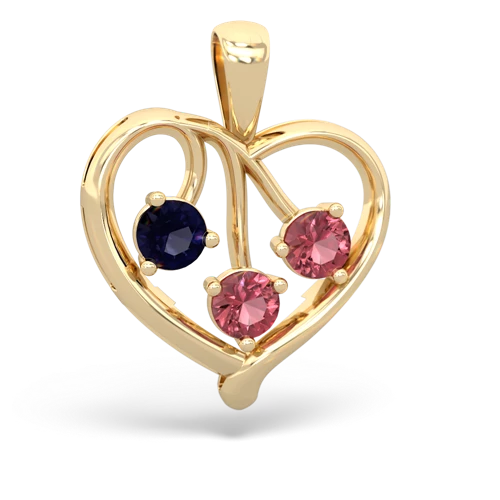 sapphire-tourmaline love heart pendant