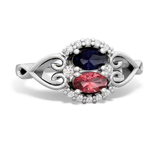 Sapphire Genuine Sapphire with Genuine Pink Tourmaline Love Nest ring Ring