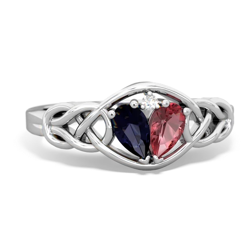Sapphire Genuine Sapphire with Genuine Pink Tourmaline Celtic Love Knot ring Ring