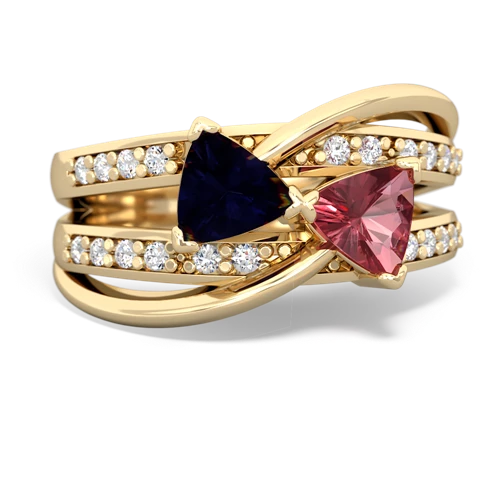 Sapphire Genuine Sapphire with Genuine Pink Tourmaline Bowtie ring Ring